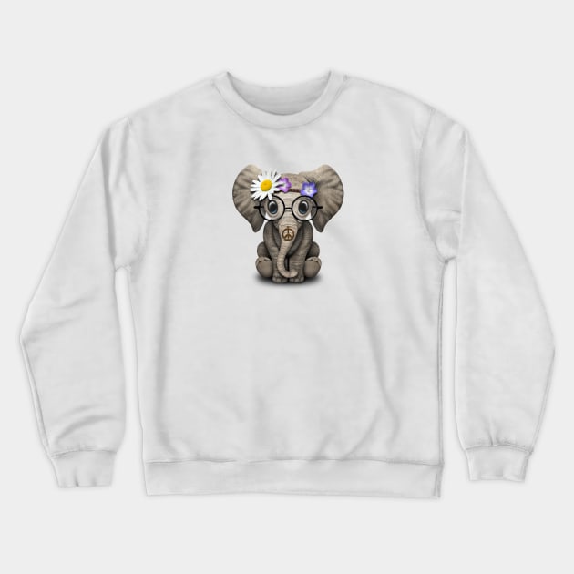 Cute Baby Elephant Hippie Crewneck Sweatshirt by jeffbartels